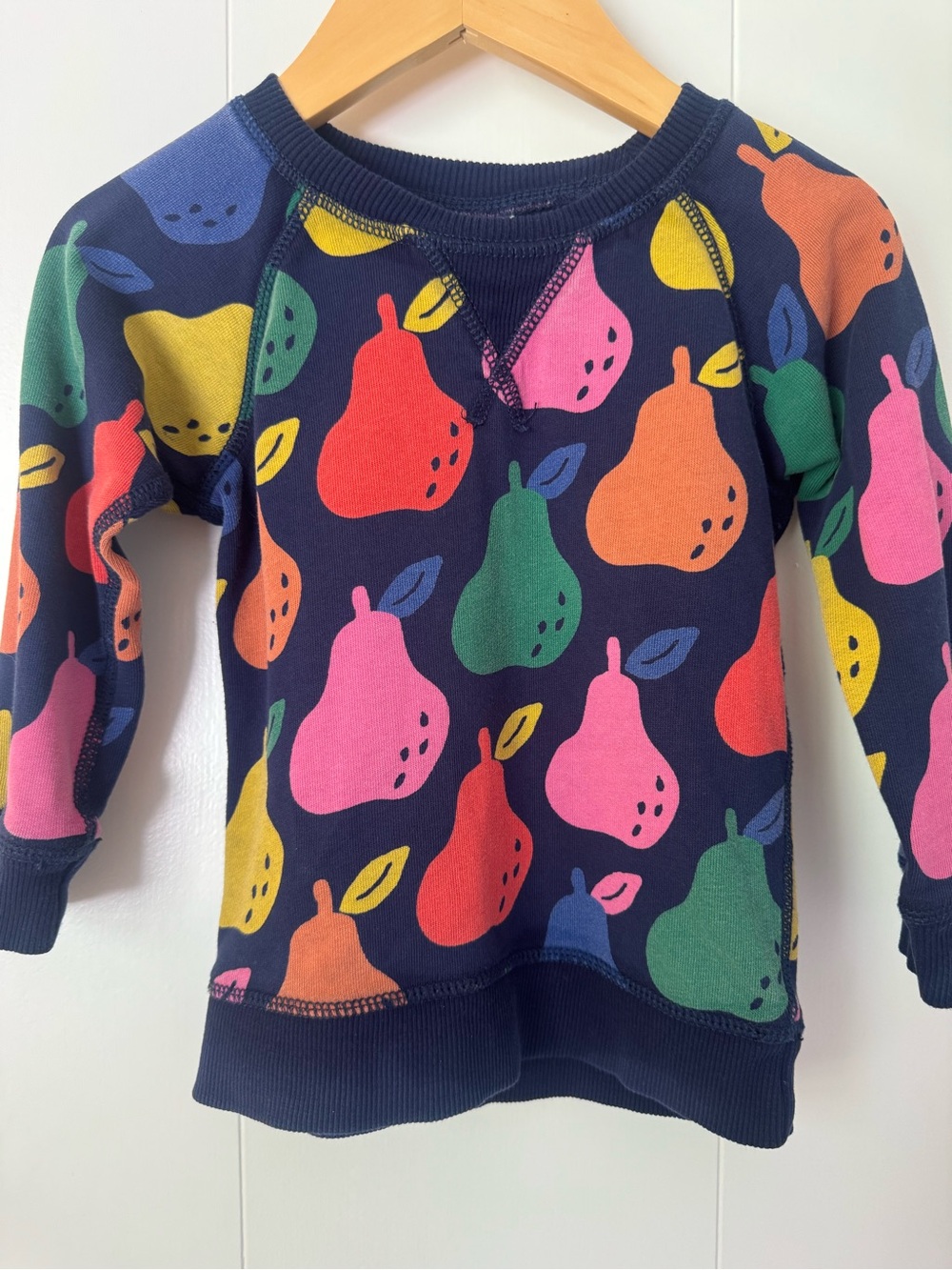 Hanna Andersson Navy Sweatshirt with Bright Multicolor Pears